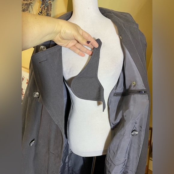 CERRUTI 1881 Paris Trenchcoat Man Size 48EU 52” Chest Gunmetal Gray Textured NWT - Picture 13 of 16